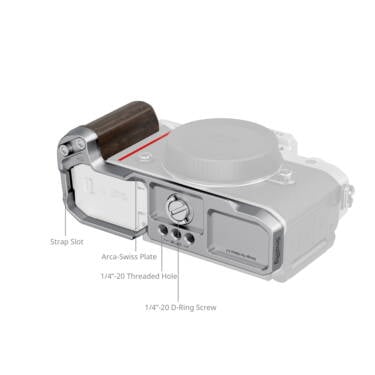 SmallRig 5707 L-Shaped Mount Plate with Wooden Handle for Nikon Z f, silver